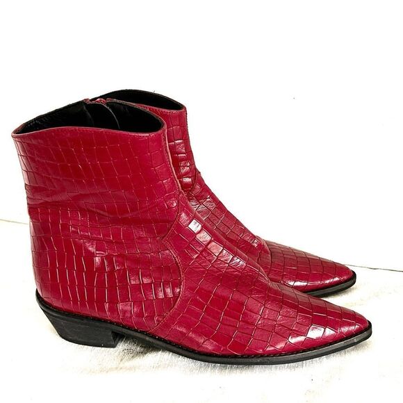 Free People red leather women’s western cowboy boots in size 7.5 US. - Picture 1 of 7